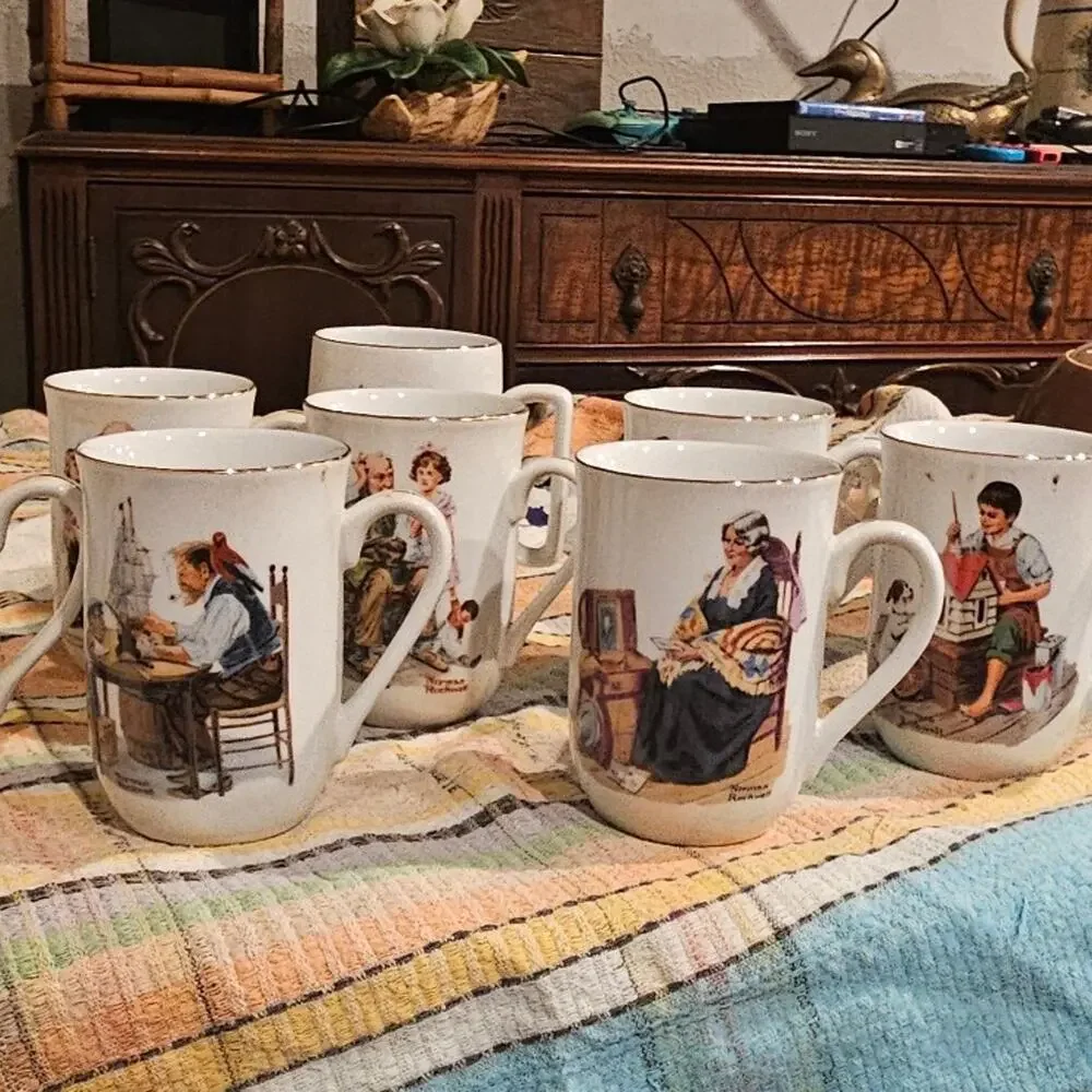 Collection of Norman Rockwell mugs